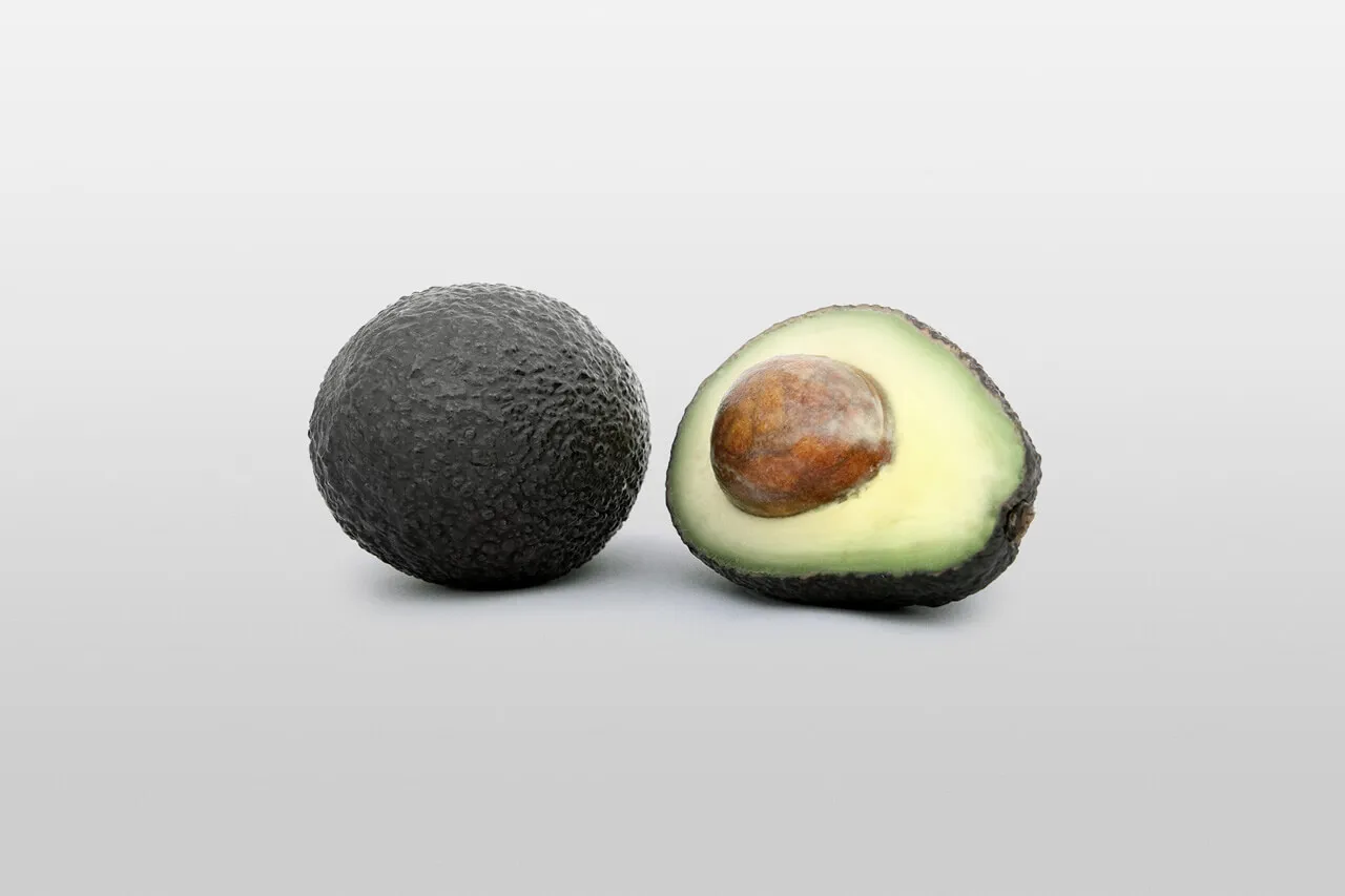 Avocados on grey background